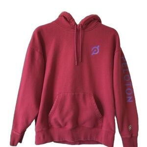 Peloton Womens Fuchsia Long Sleeve Drawstring Fleece Pullover Hoodie Size Small